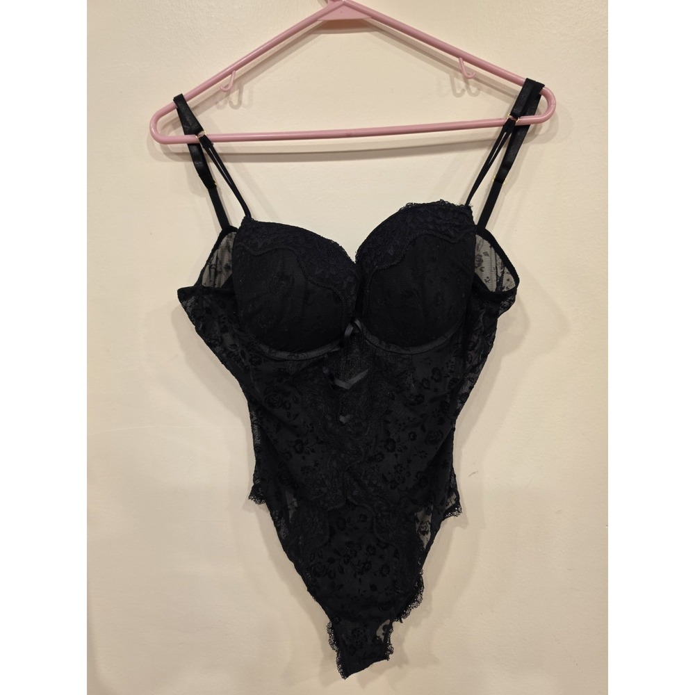 Rachel Roy Black Lace Push Upbra  Bodysuit With Sexy Design And Details Intimate